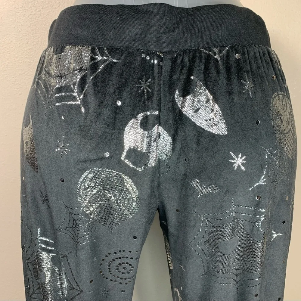 M Disney Nightmare Before Christmas Black Silver Pajama Pants Stretch Medium
